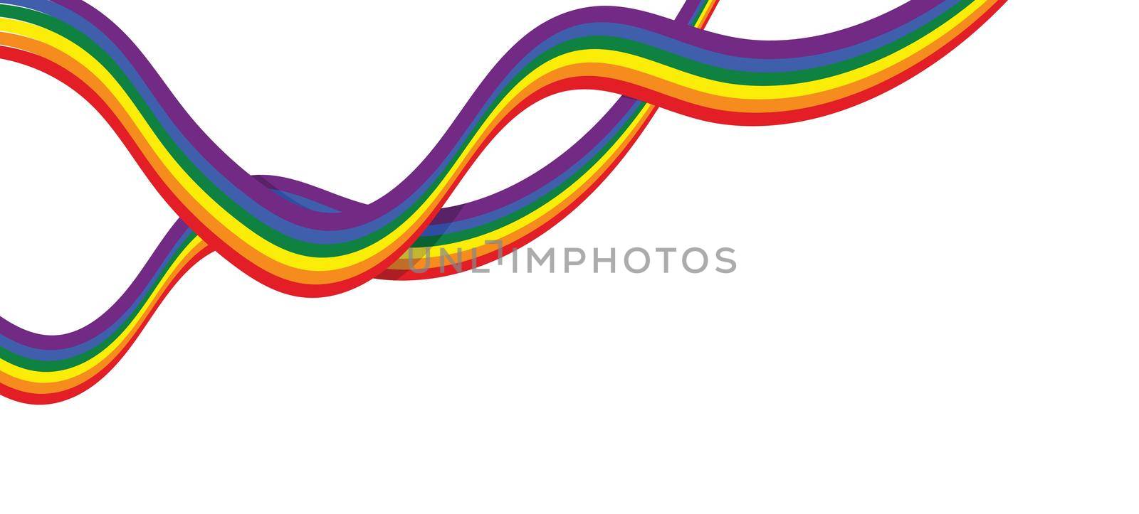 LGBT ribbon, tape. LGBT banner. Template design, vector illustration. Geometric shapes in the colors on the rainbow. Colorful symbols. Gay pride collection. Copy space.