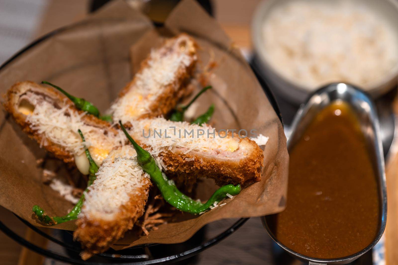 Japanese pork cutlet on a table