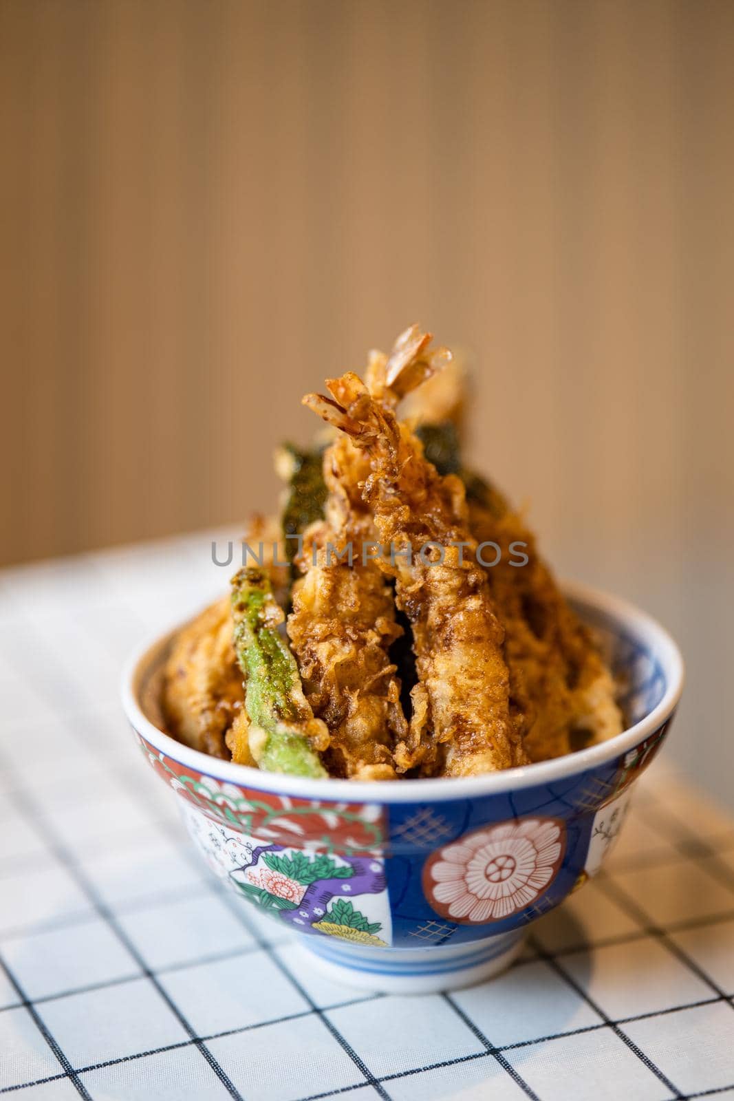 Macro shot of Japanese fried shrimp by uphotopia