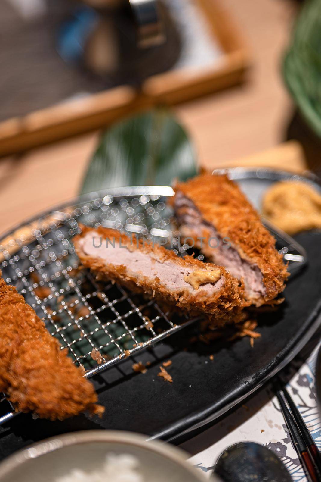 Macro shot of Japanese pork cutlet