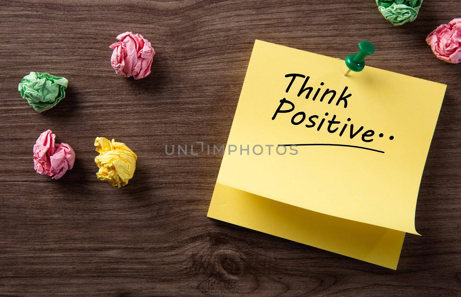 color notepad with Think Positive word by tehcheesiong