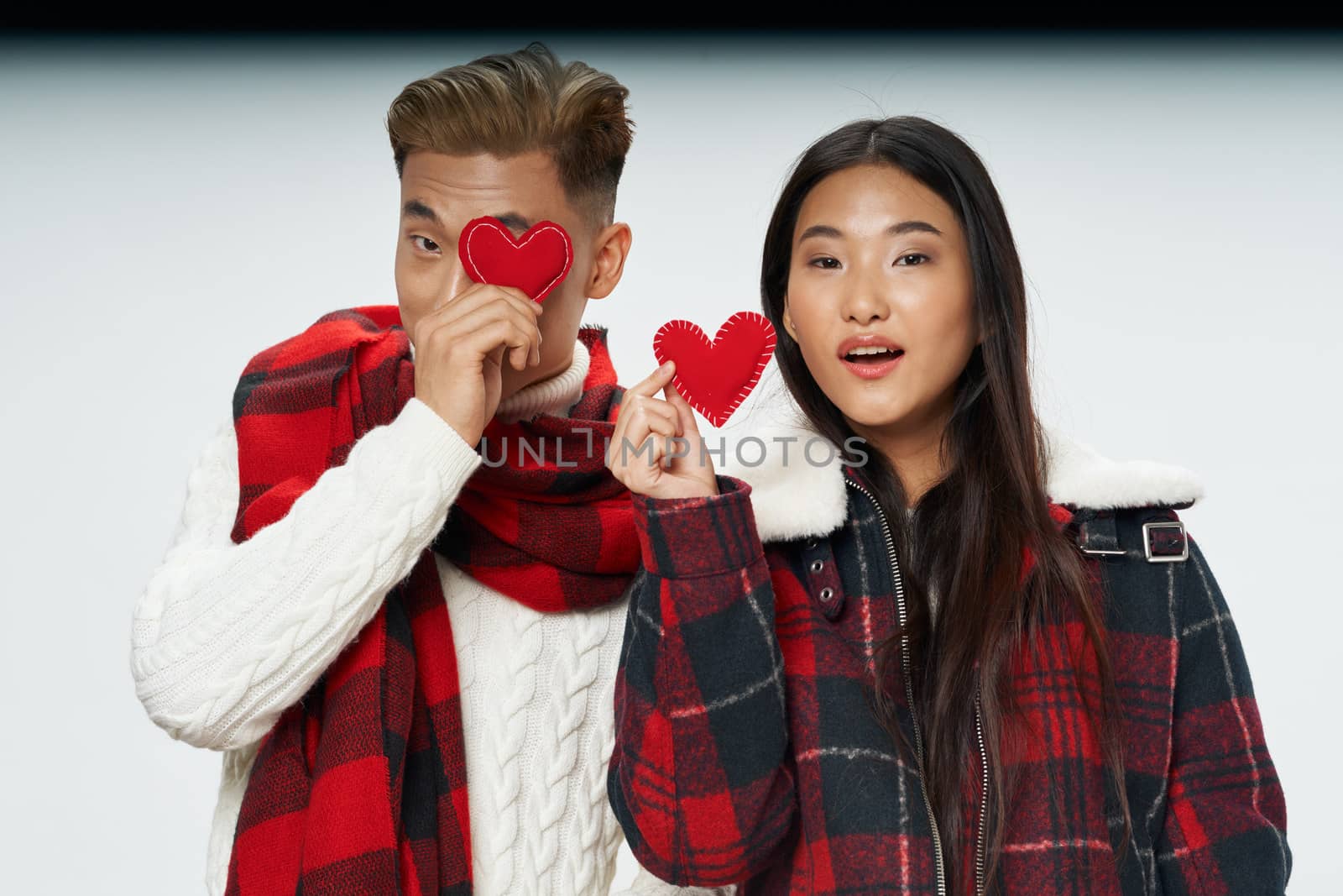 Valentine's day married couple warm clothes red hearts by SHOTPRIME