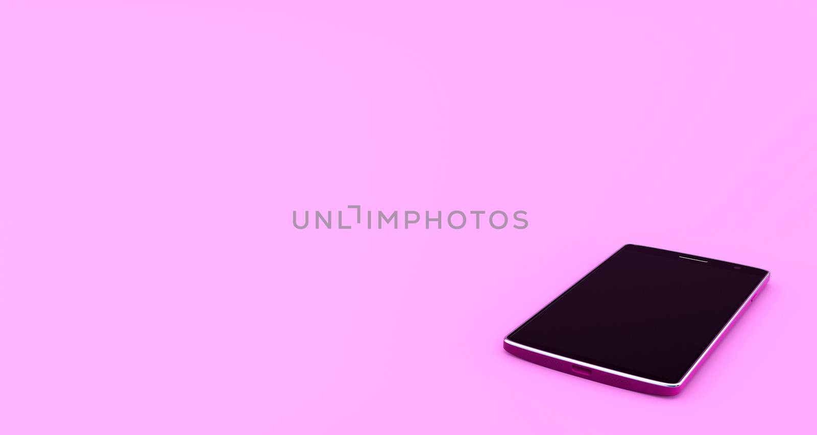 Smartphone close-up pink color connected 3d concept 3d rendering isolated