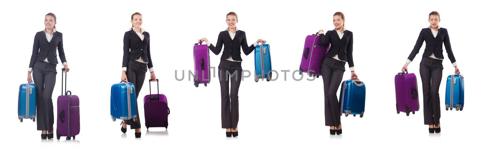 Woman with suitacases preparing for summer vacation