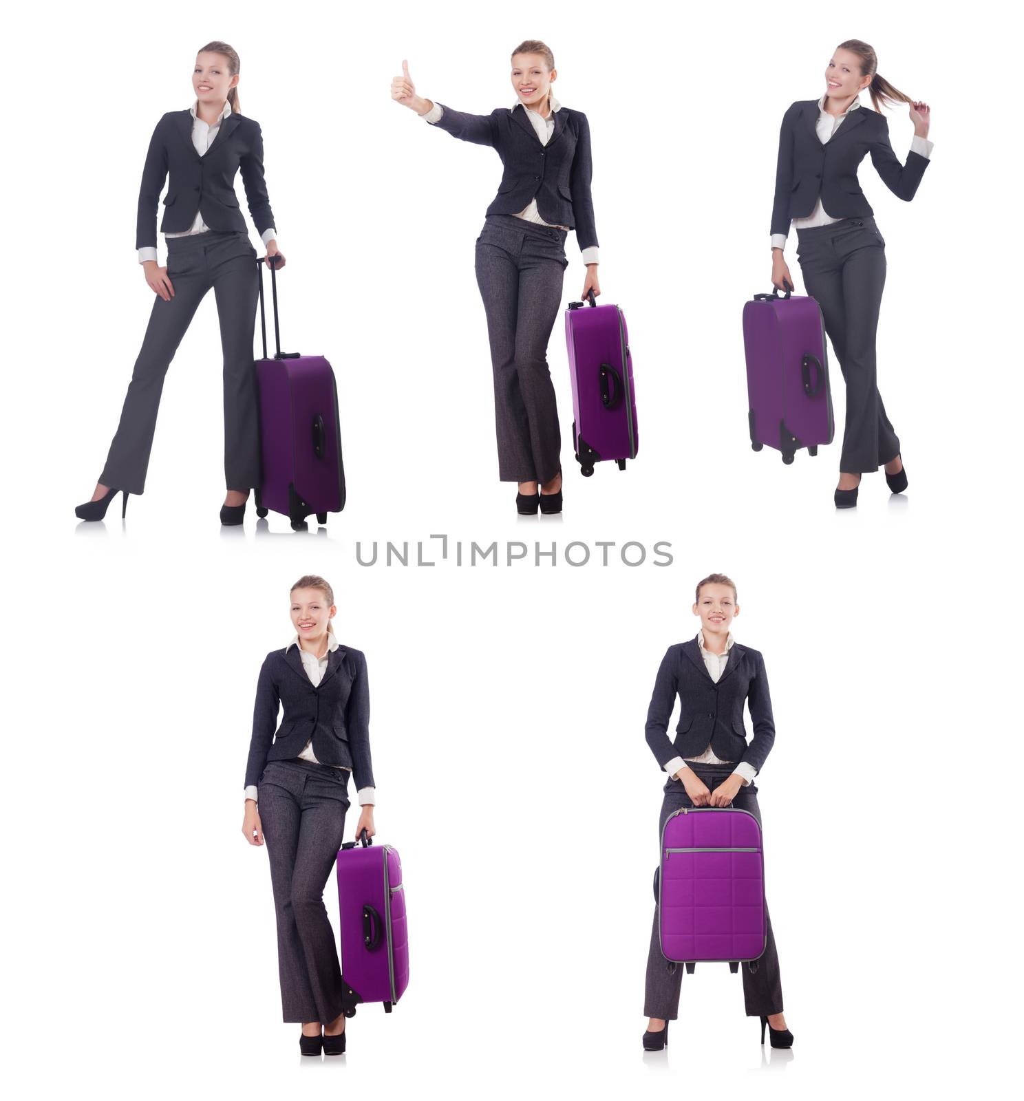 Woman with suitacases preparing for summer vacation by Elnur