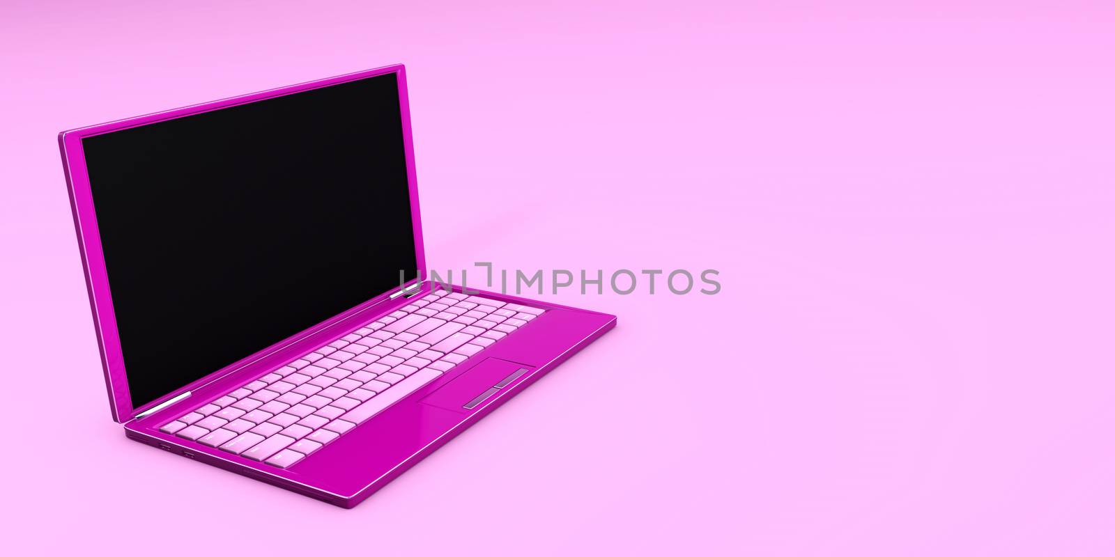 Laptop close-up pink color online 3d concept 3d rendering by F1b0nacci