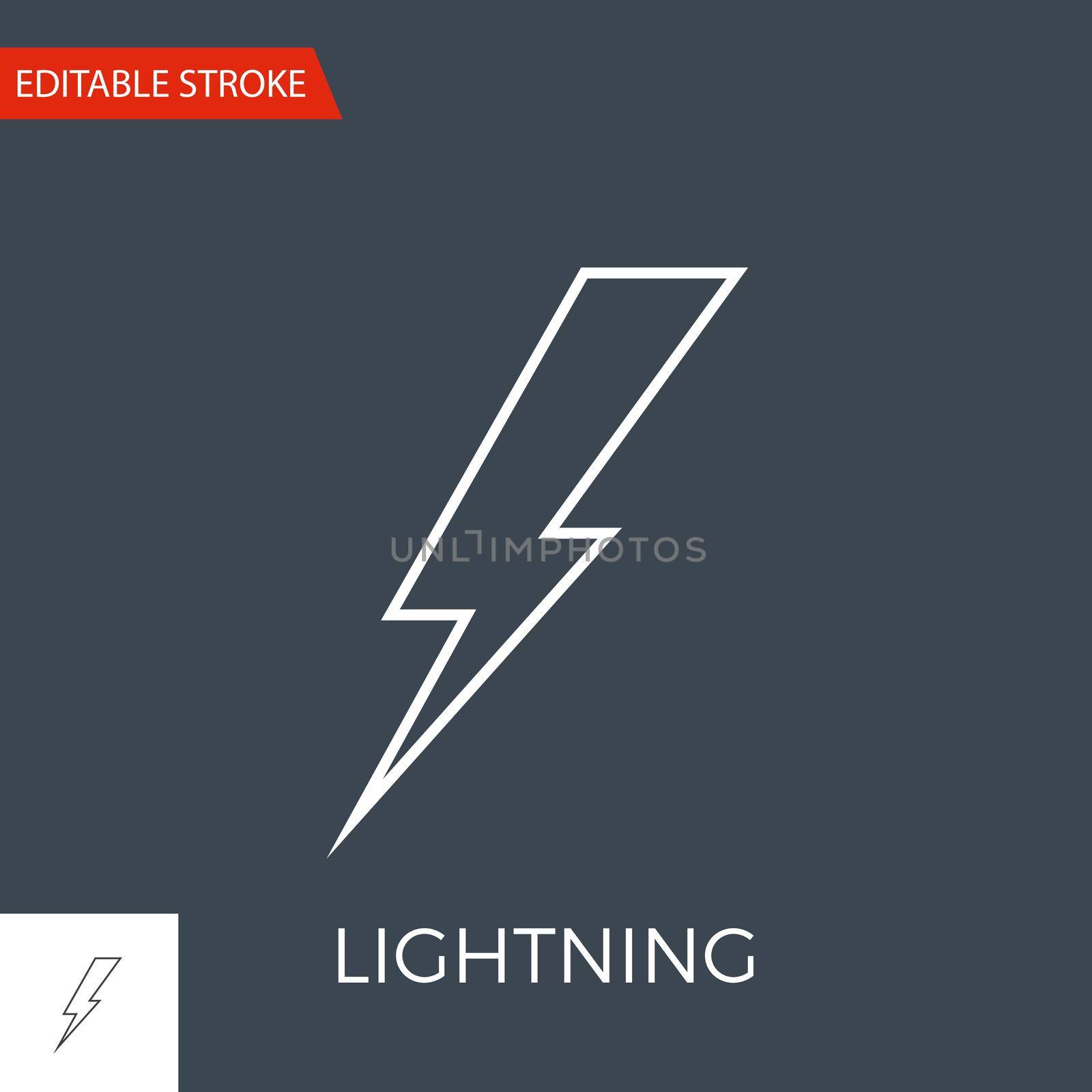 Lightning Vector Icon. Thin Line Vector Illustration. Adjust stroke weight - Expand to any Size - Easy Change Colour - Editable Stroke