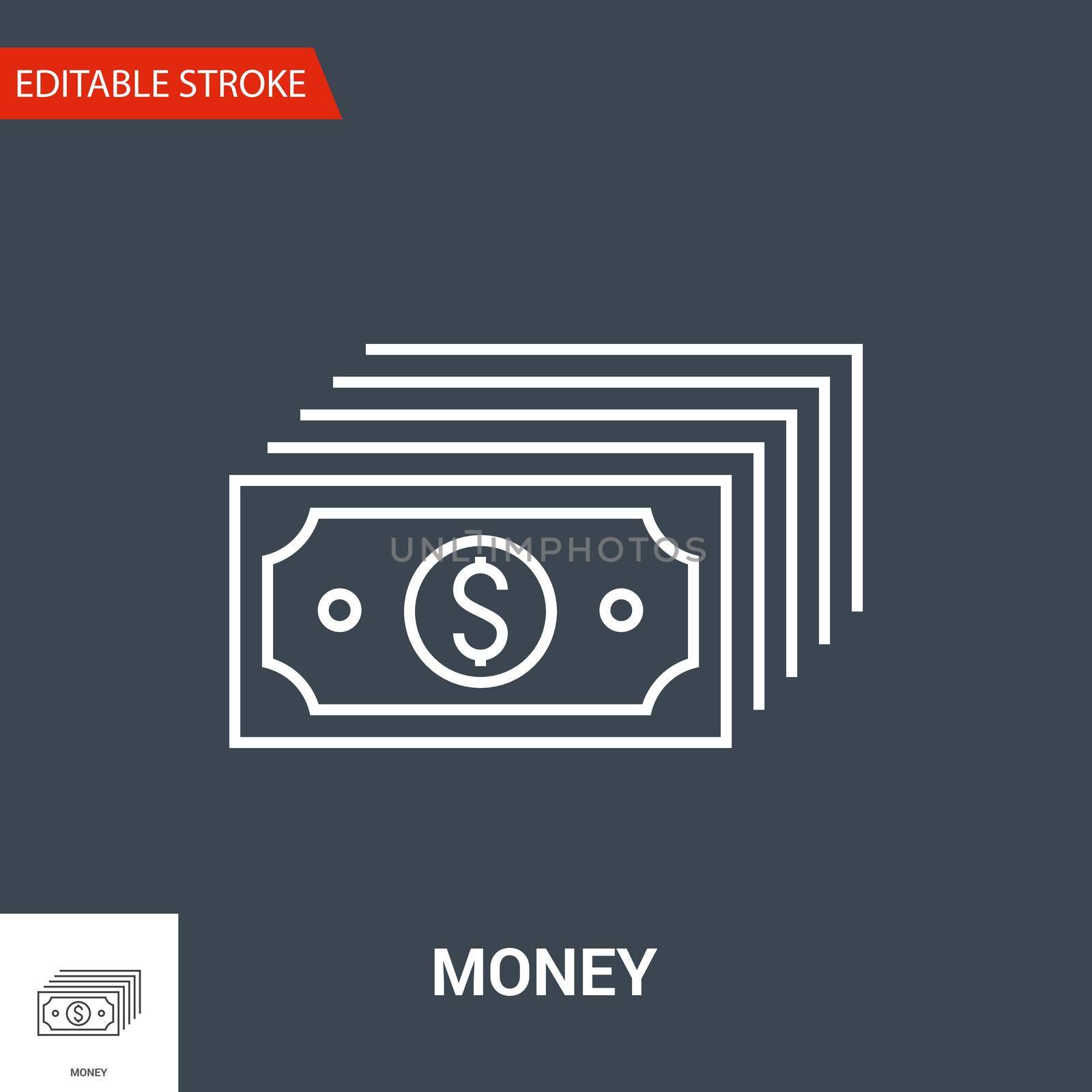 Money Icon. Thin Line Vector Illustration. Adjust stroke weight - Expand to any Size - Easy Change Colour - Editable Stroke