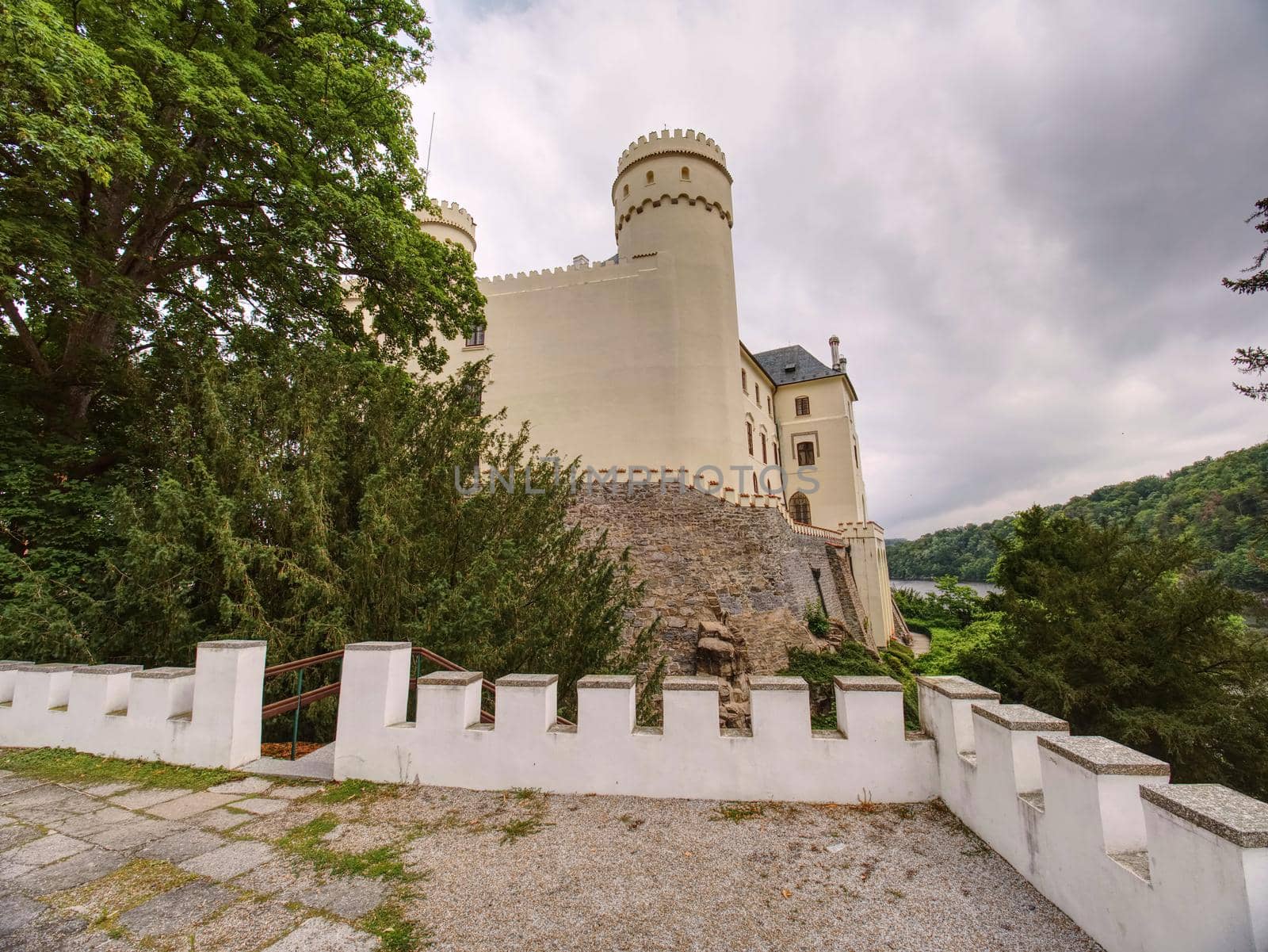 Monumental medieval gothic Orlik castle above Orlik dam  by rdonar2