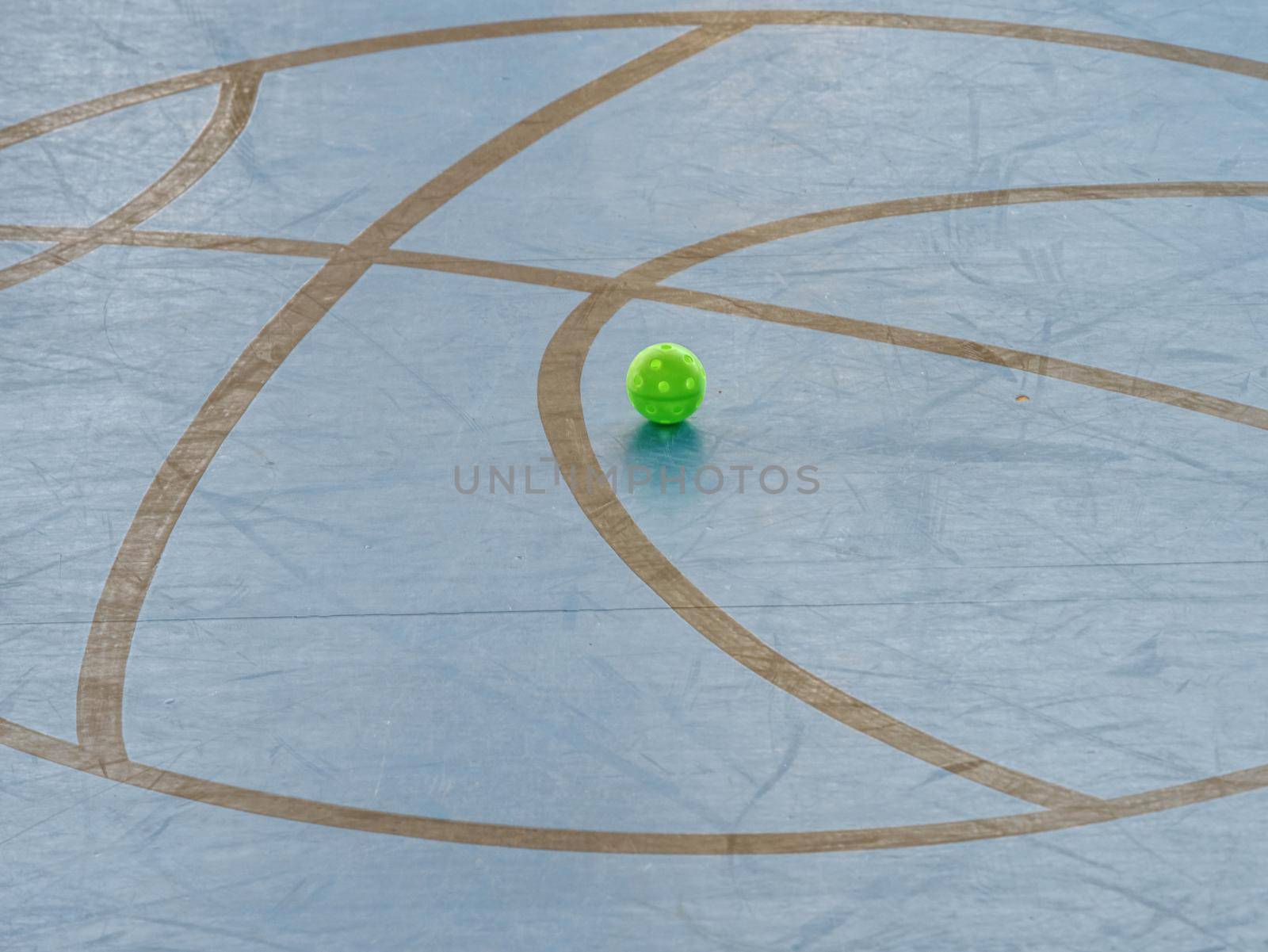 Floor-ball  playground, equipment with painted floor, floorball court detail