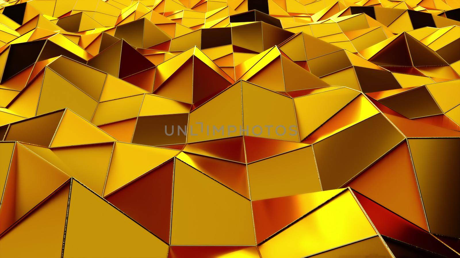 Geometric 3d render crystals from shiny triangular shapes. Digital mountains shape shifting bright highlights. Futuristic wave textures with creative curves and bulges
