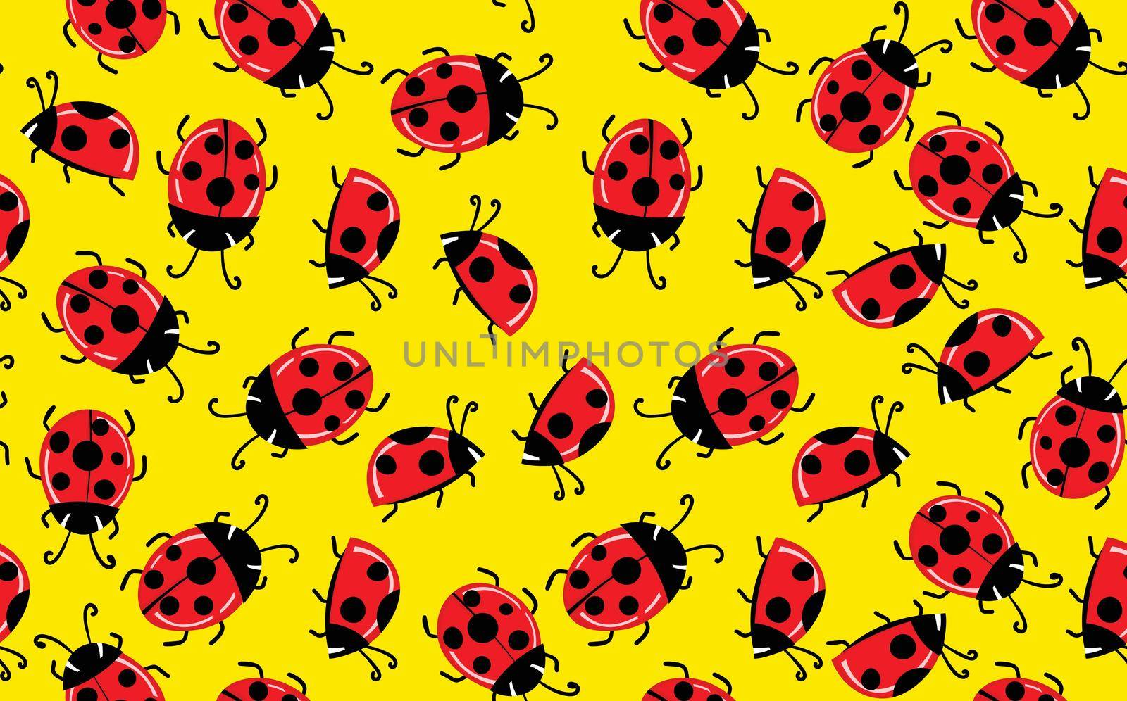 Fashion animal seamless pattern with colorful ladybird on color background. Cute holiday illustration with ladybags for baby. Design for invitation, poster, card, fabric, textile by allaku