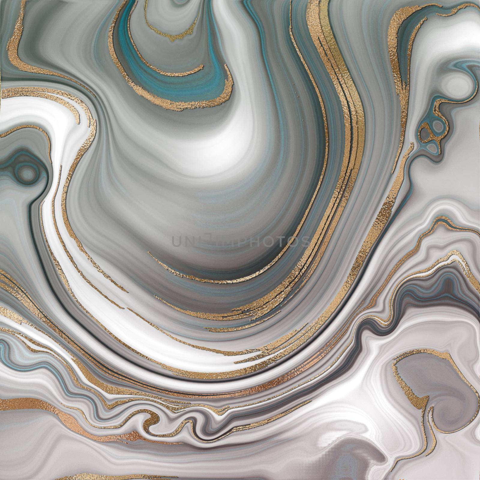 Liquid marble agate abstract design with gold splash. Abstract pastel grey with gold marble agate granite, golden veins, abstract fluid stone texture, marbled surface, digital marbling. Illustration