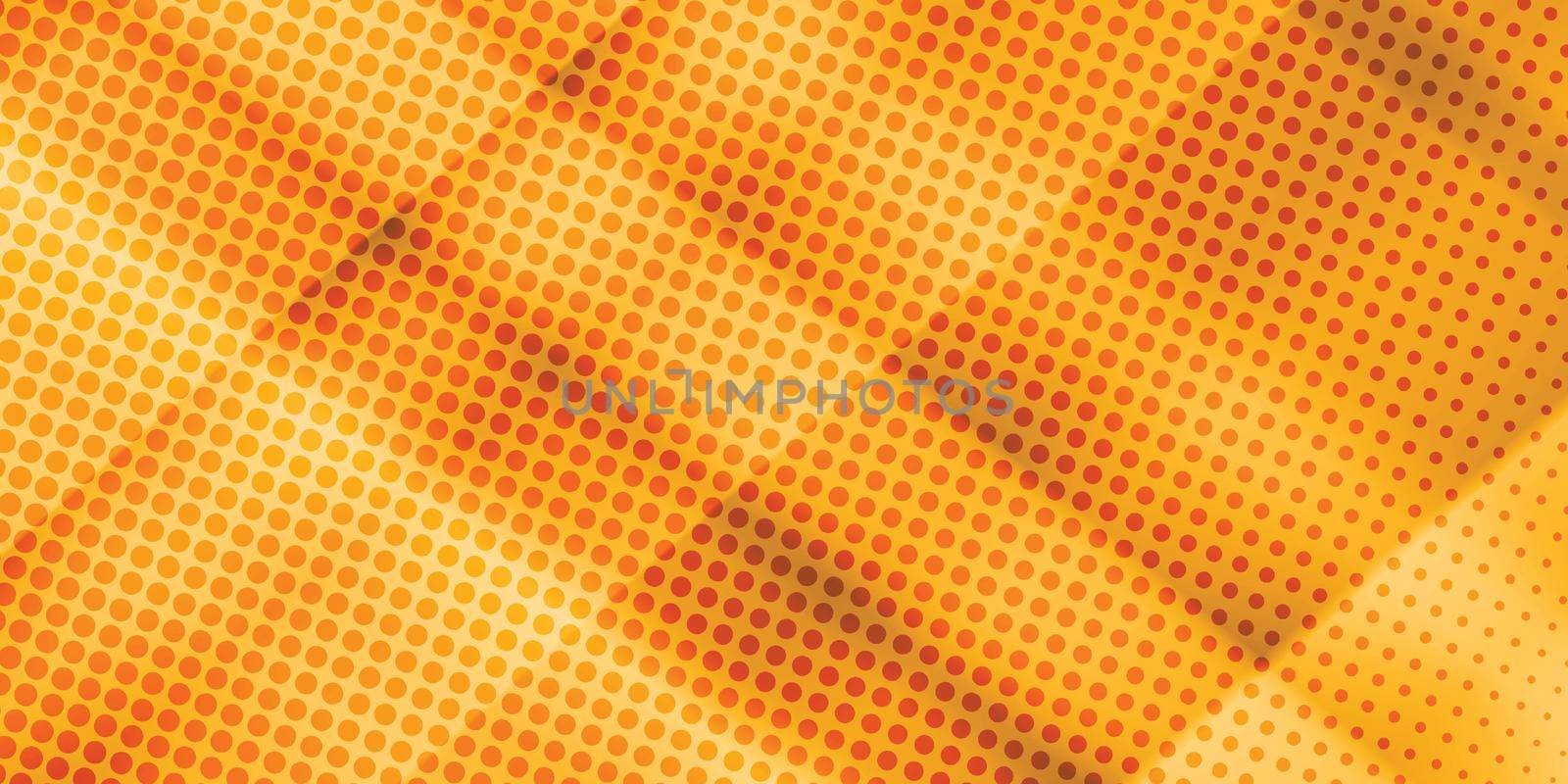 90-s style. Creative illustration in halftone style with orange gradient. Abstract colorful geometric background. Pattern for wallpaper, web page, textures.