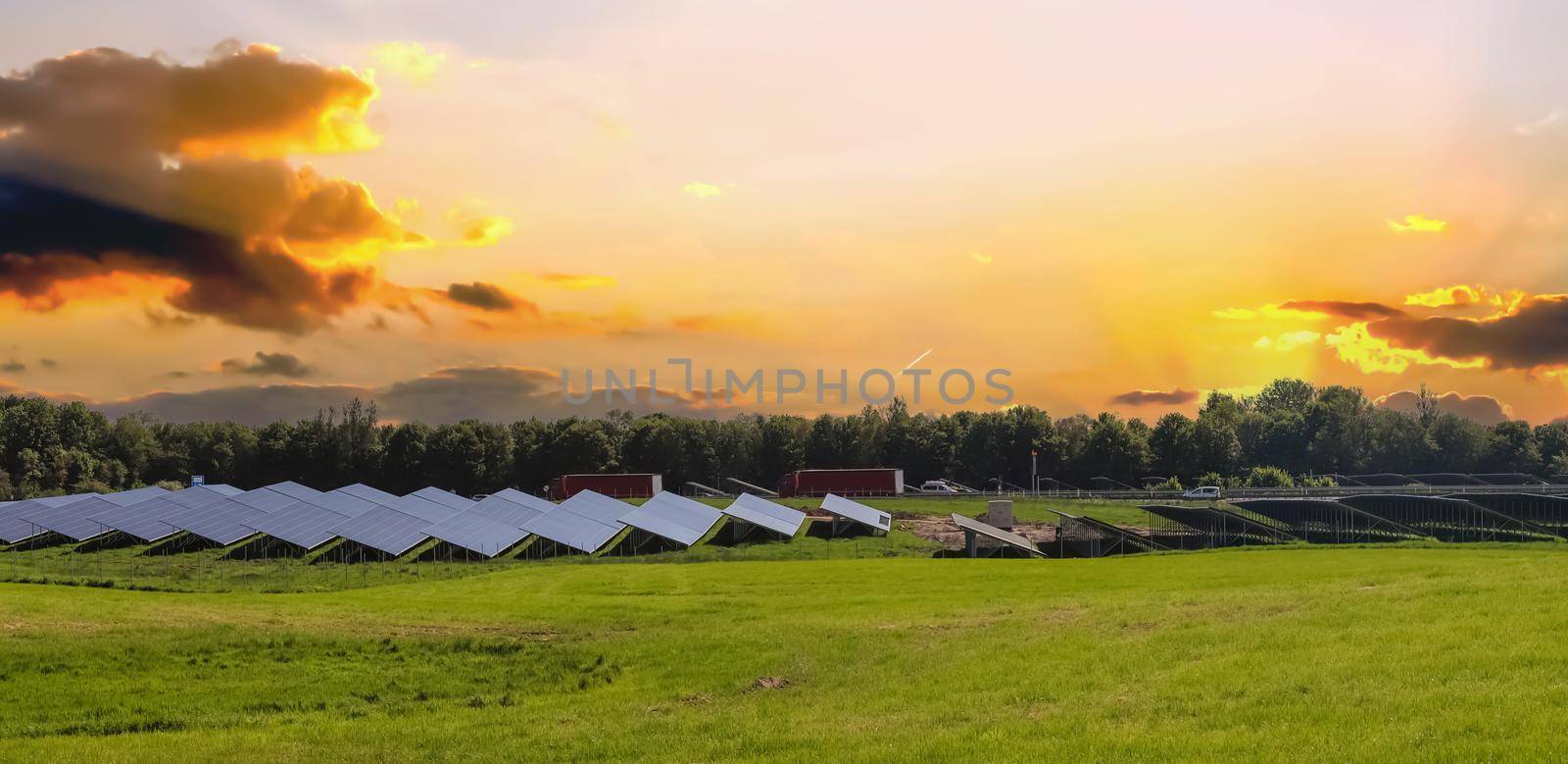 Generating clean energy with solar modules in a big park in northern Europe by MP_foto71