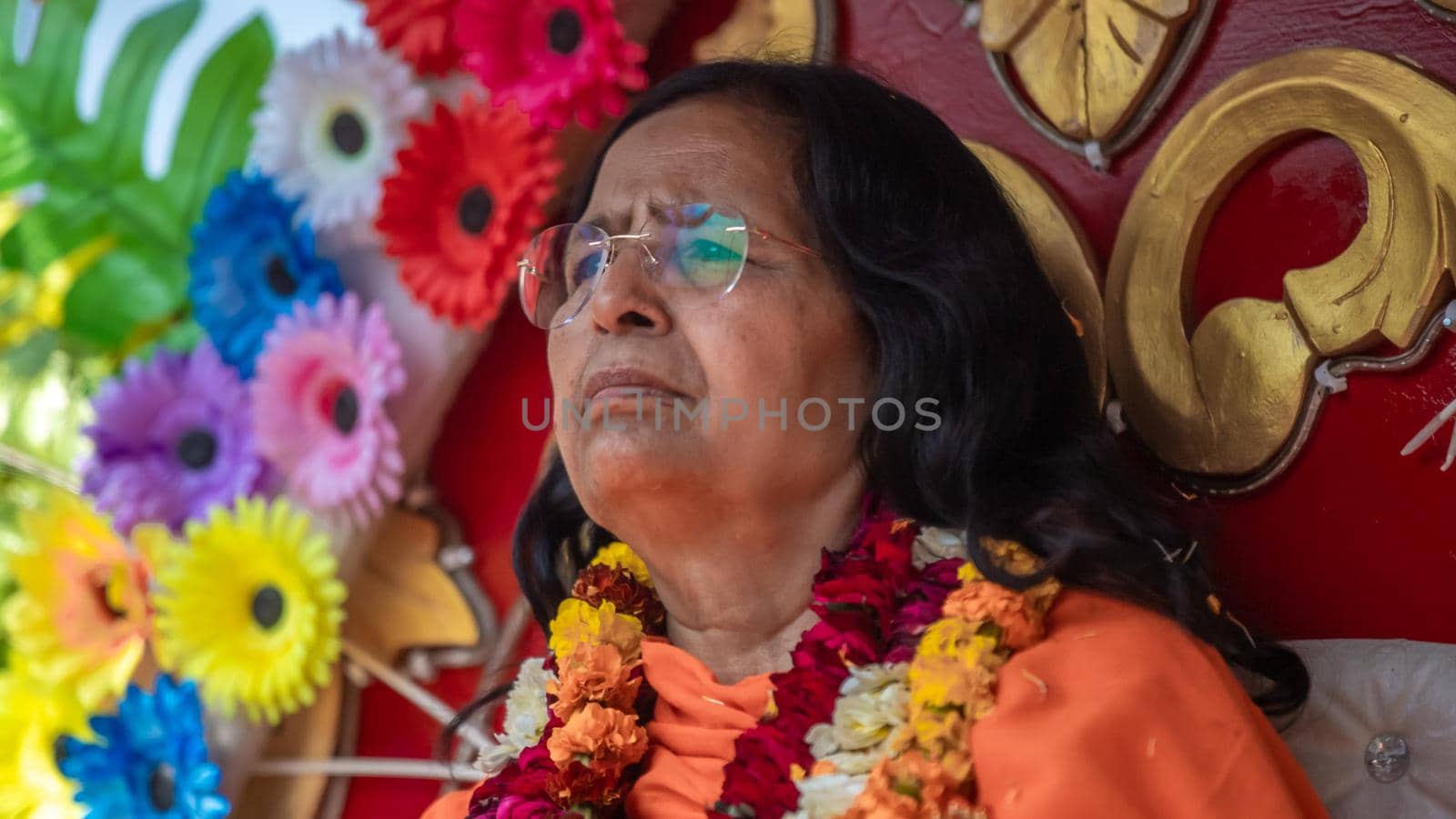 Indian sadhus coming to Kumbh Mela, Royal welcome. Sadhus sitting wearing garland by stocksvids