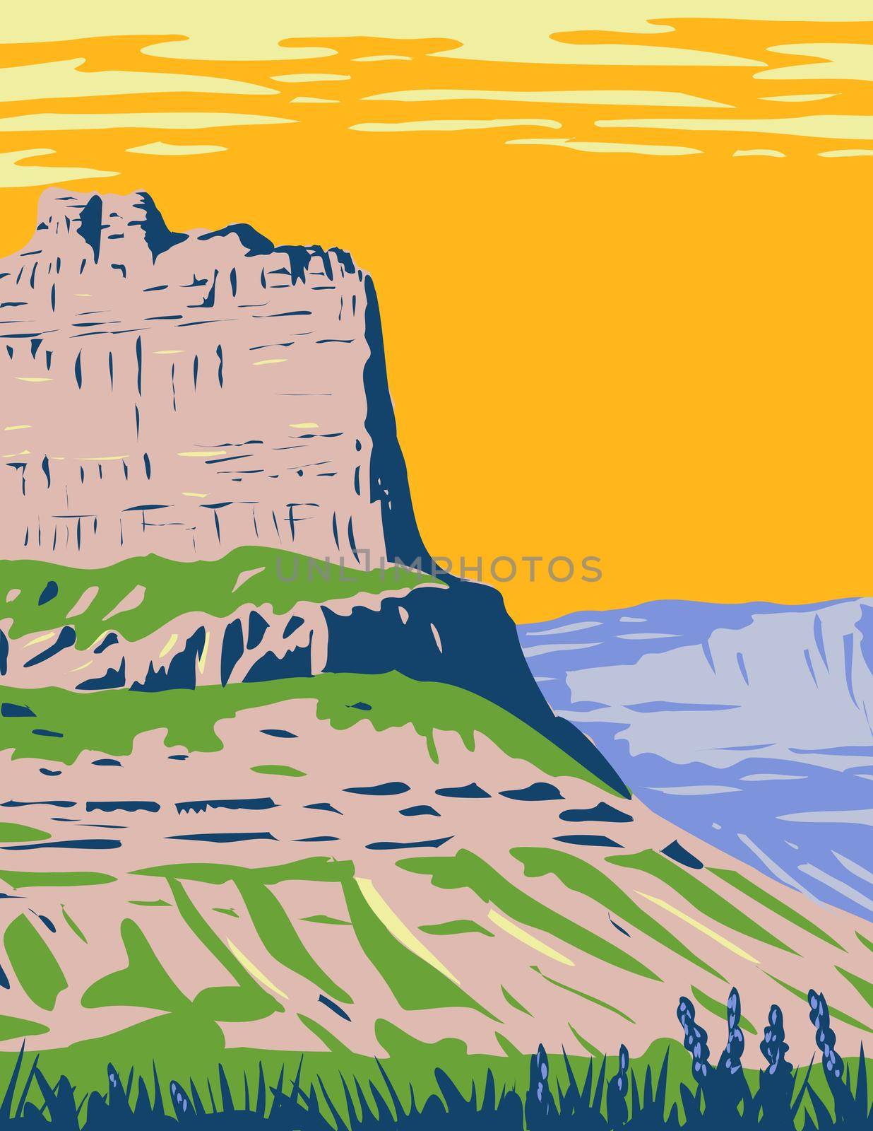 Scotts Bluff National Monument Located near the City of Gering in Nebraska Along the North Platte River WPA Poster by patrimonio