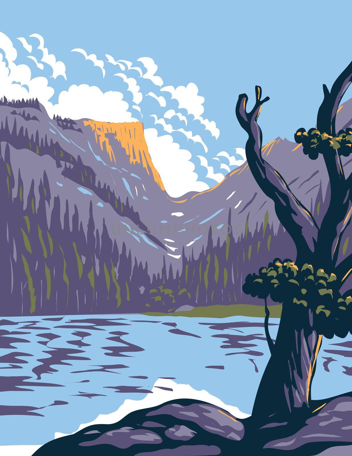 Loch Lake in Rocky Mountain National Park Within Front Range of Rocky Mountains Located in Northern Colorado WPA Poster Art by patrimonio