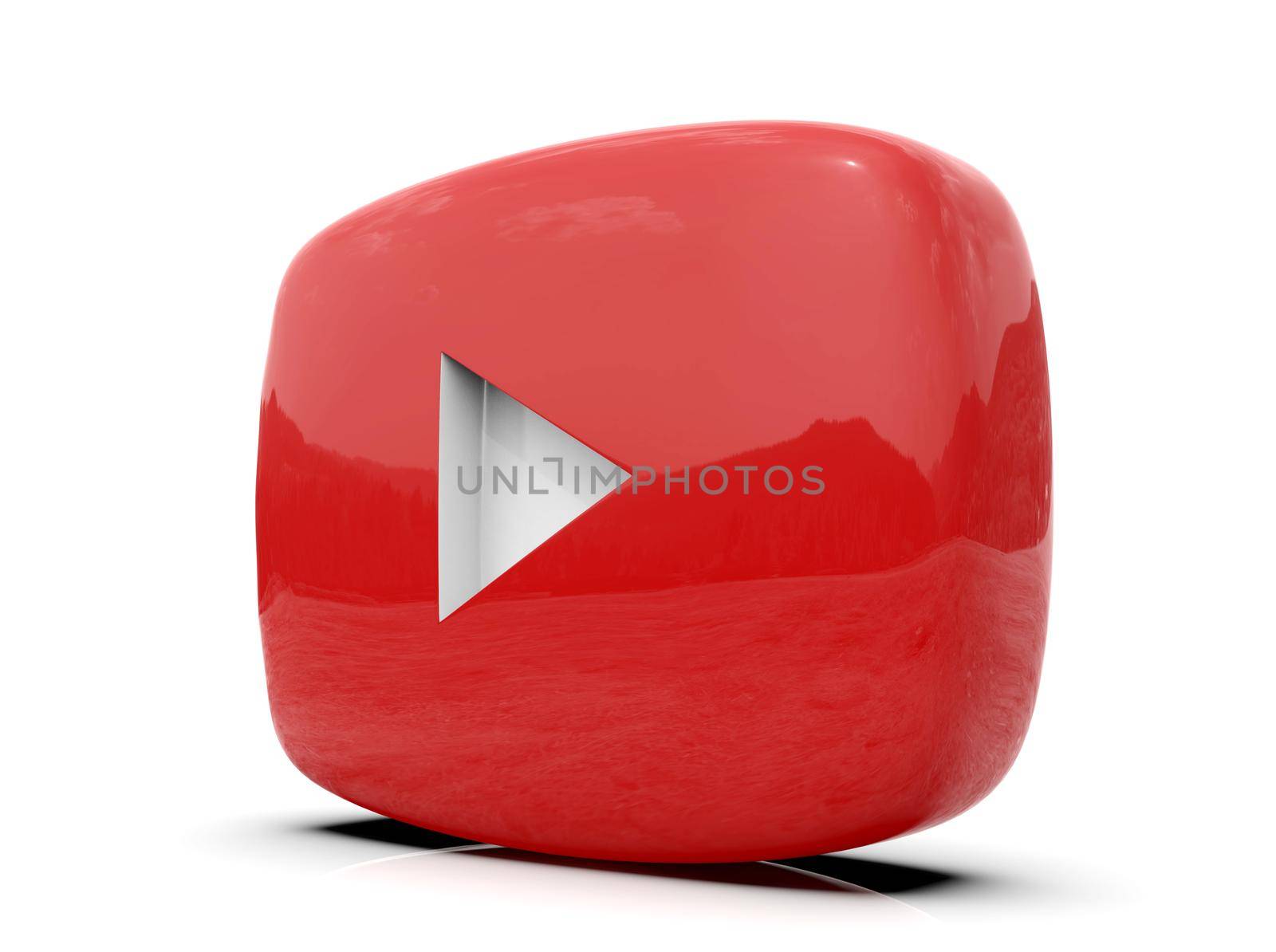 Youtube Play Button Sign Video Icon Logo, Online Broadcasting Service Symbol, Social Media Sign, Youtube Video Streaming Mobile App, Video-Sharing Site Upload, View and Share Videos, 3d Illustration