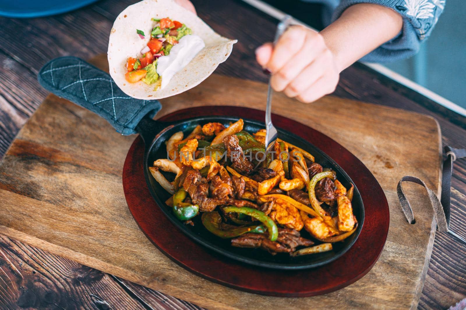 A pan of delicious taco fillings