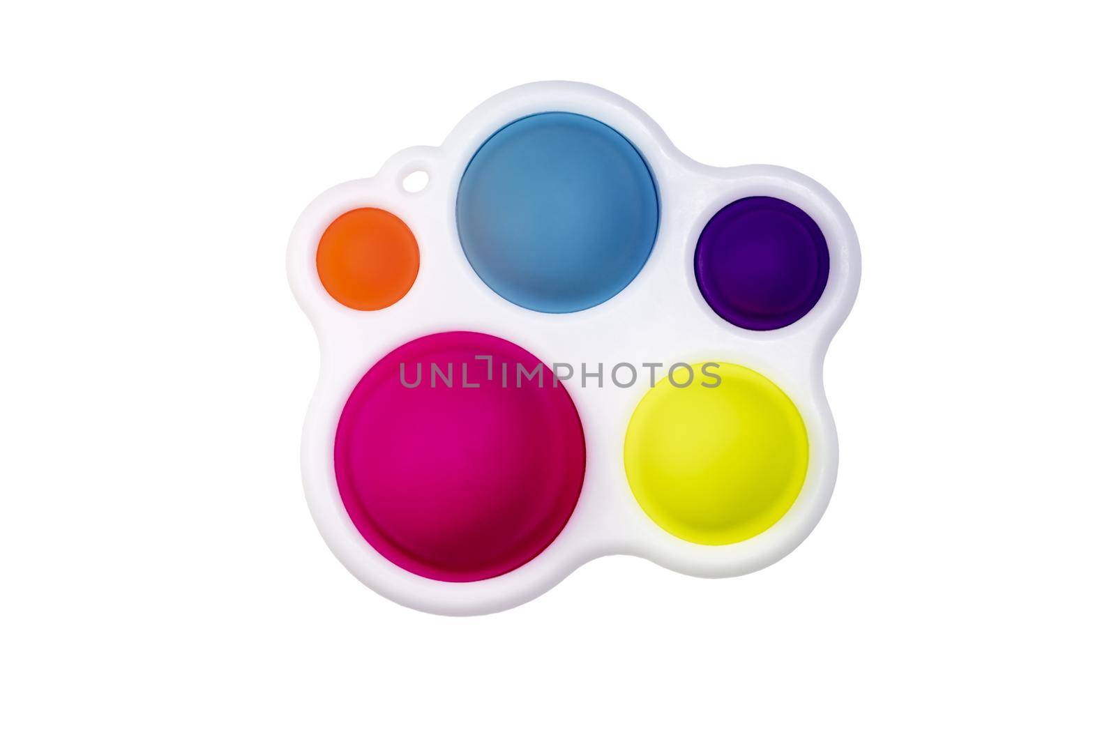 Colorful simple dimple toy. Isolate on white background. Top view. by Essffes