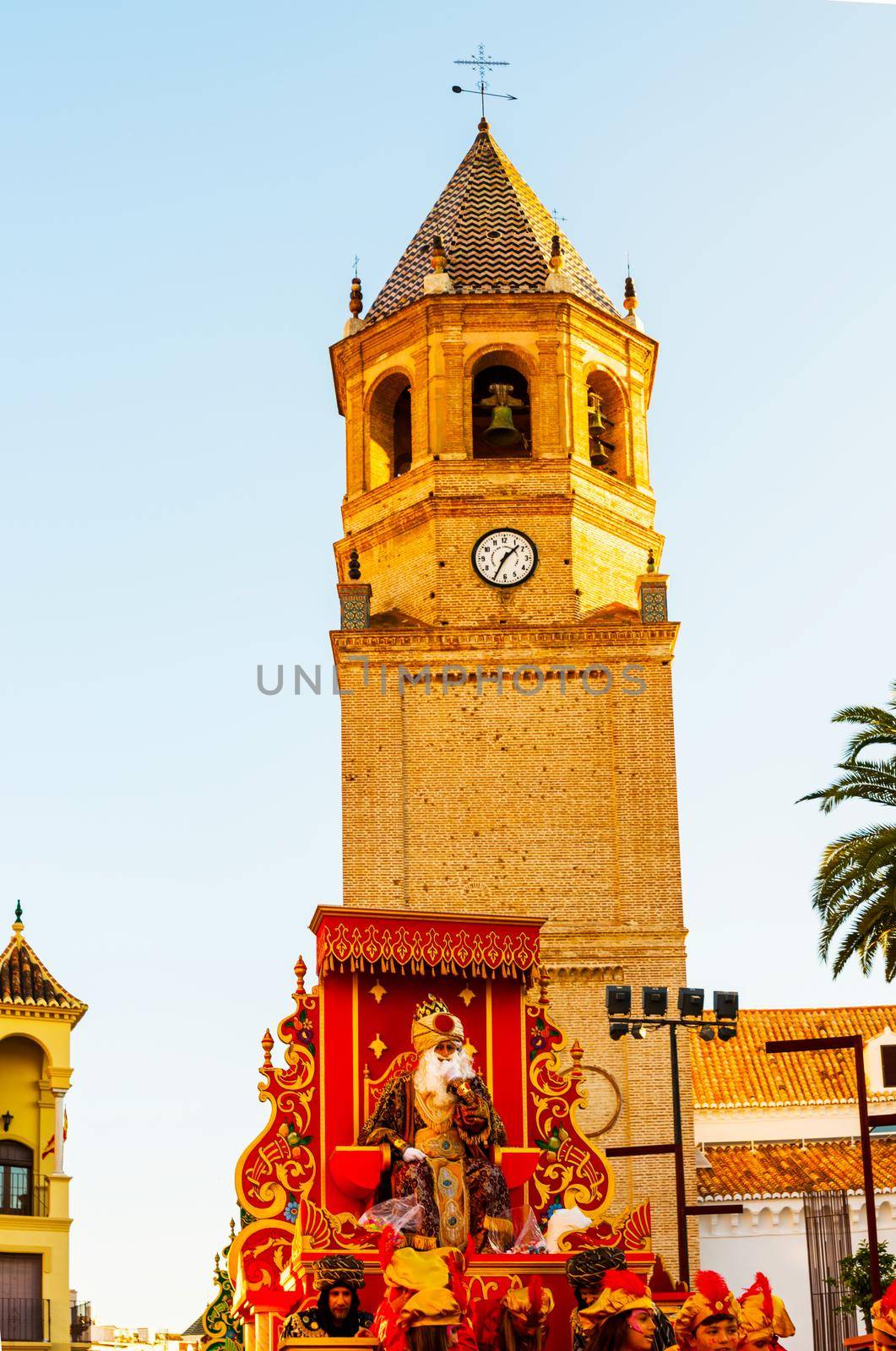 VELEZ-MALAGA, SPAIN - JANUARY 5, 2018 Parade on the occasion of the Epiphany holiday  in Malaga province, holiday day, procession