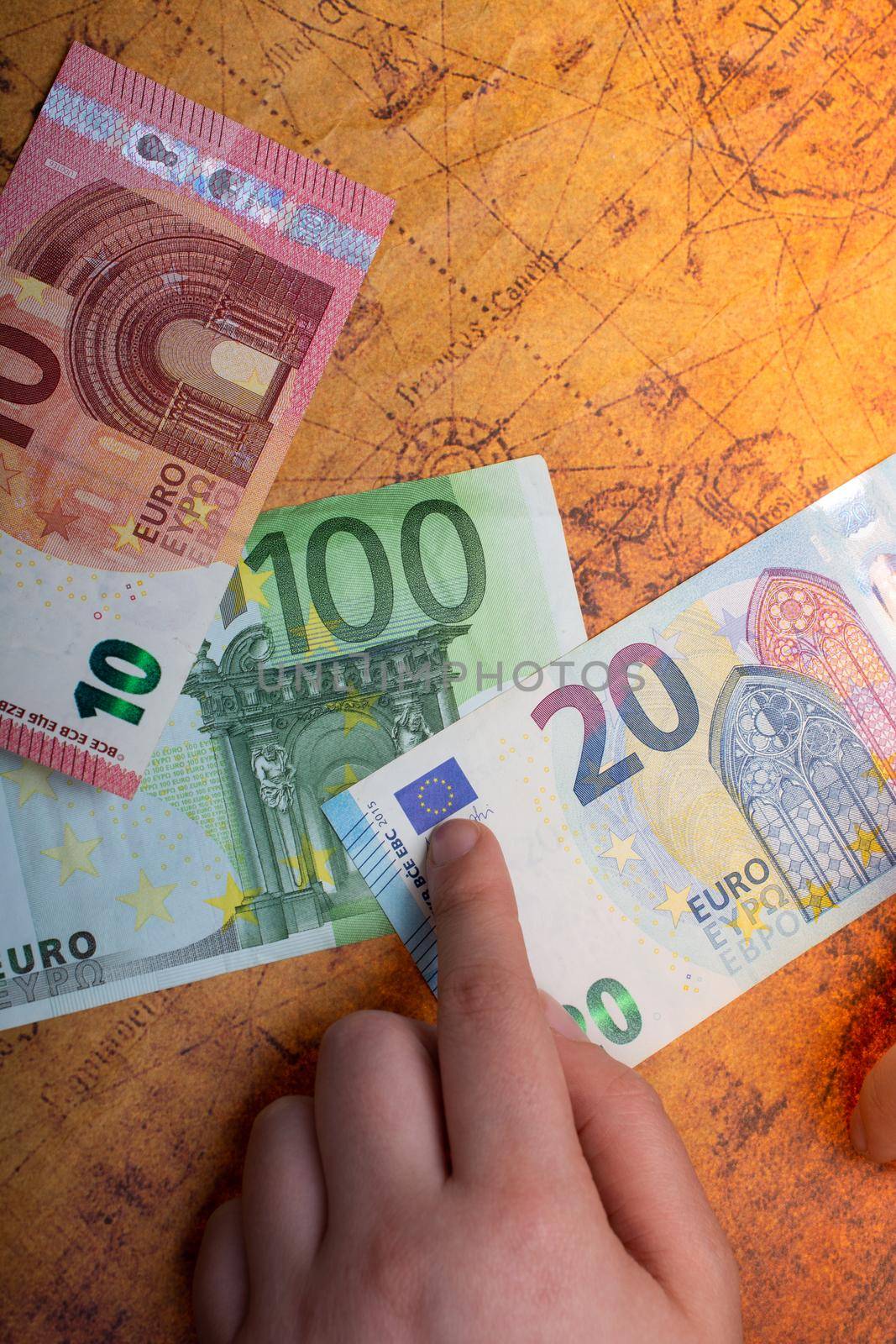 Hands holding euro banknotes currencies as  financial activity