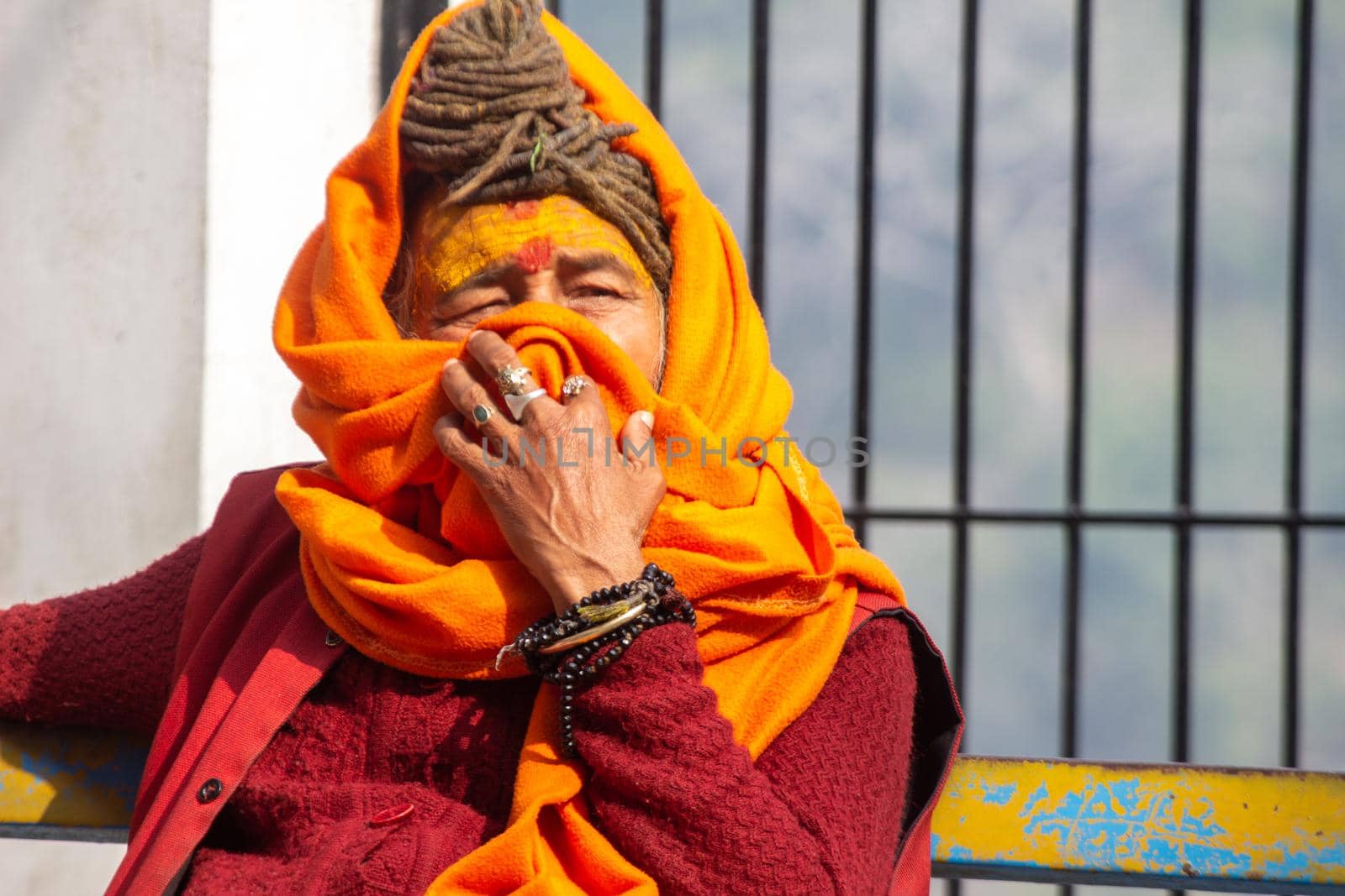 Indian saints at largest gathering festival Kumbh mela at Haridwar, Uttarakhand, India, wearing Coronavirus protection mask, Appleprores422 4k Cinetone by stocksvids