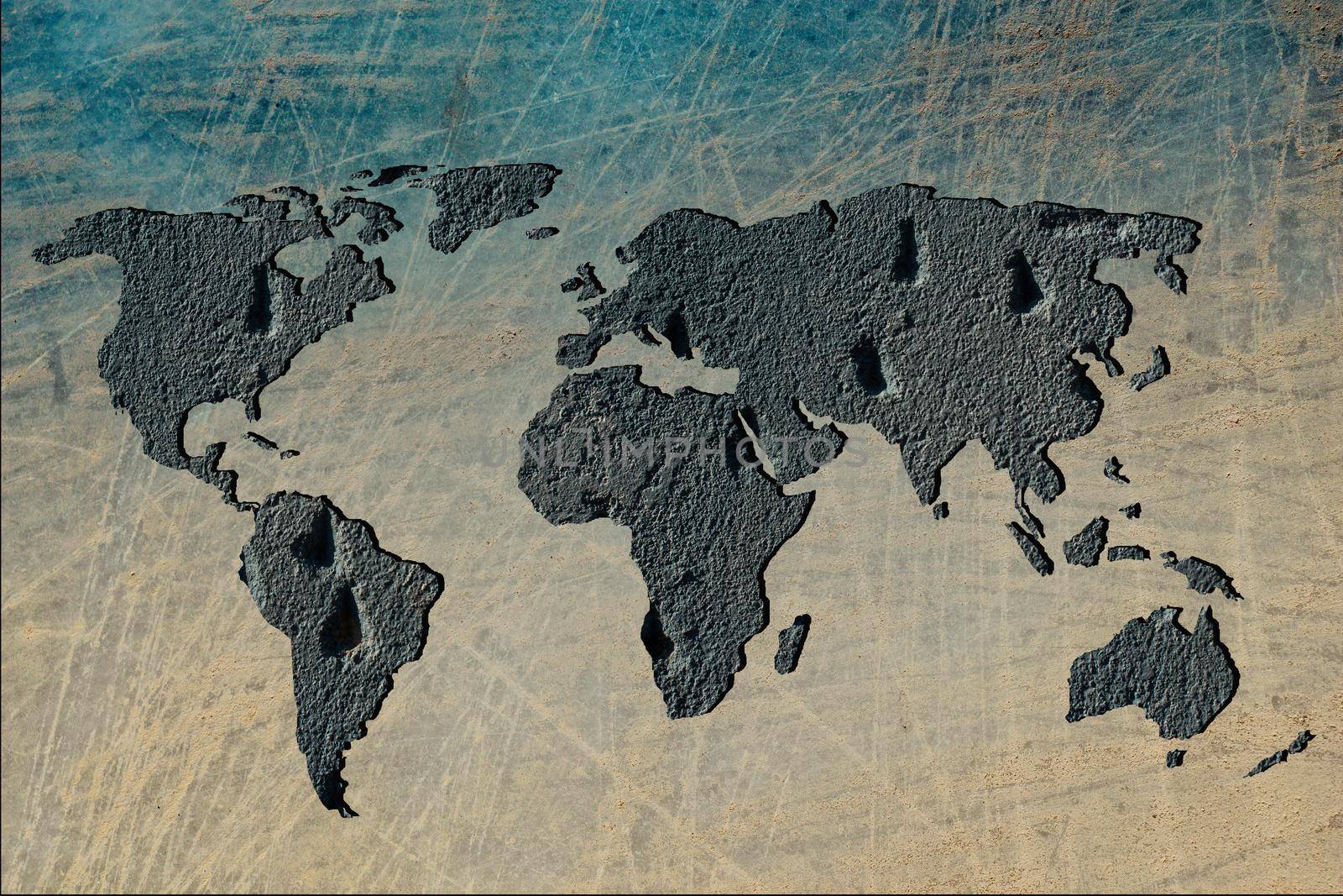 Roughly outlined world map with white background