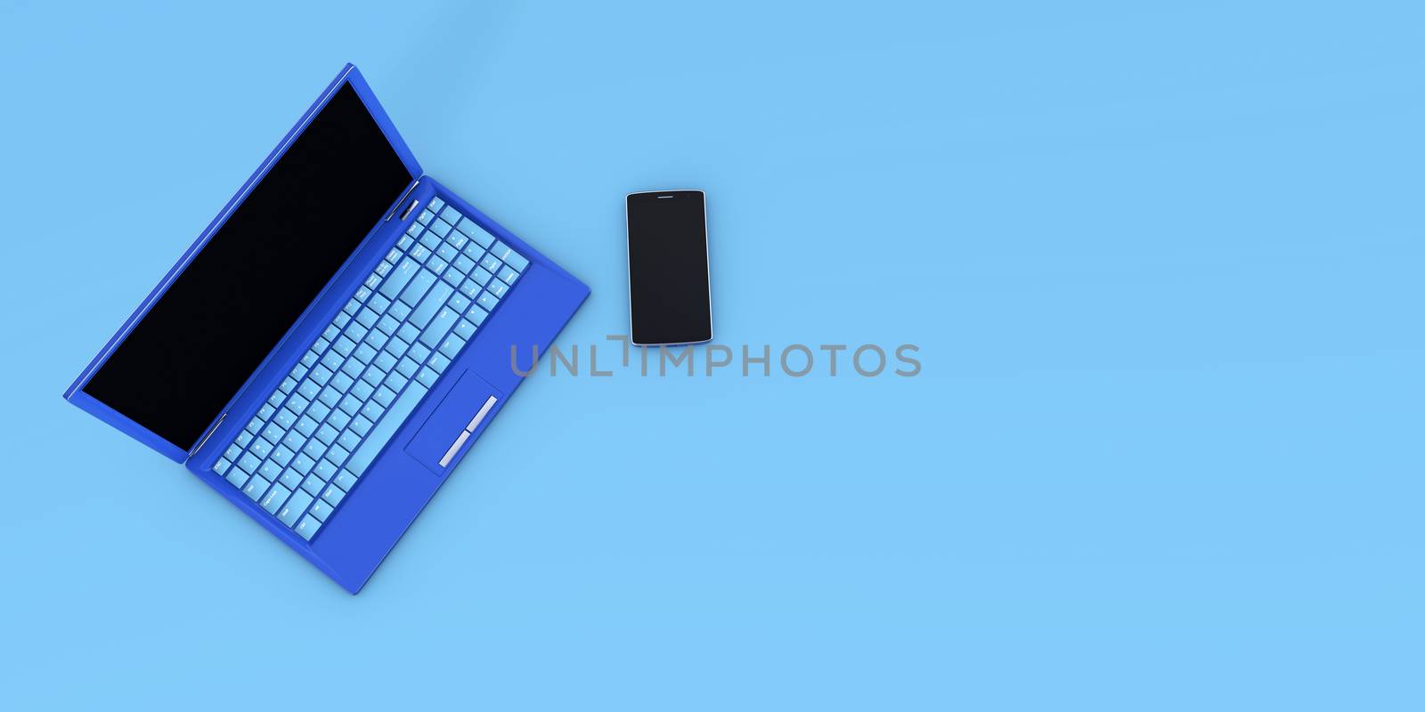 Smartphone Laptop concept 3d rendering isolated design