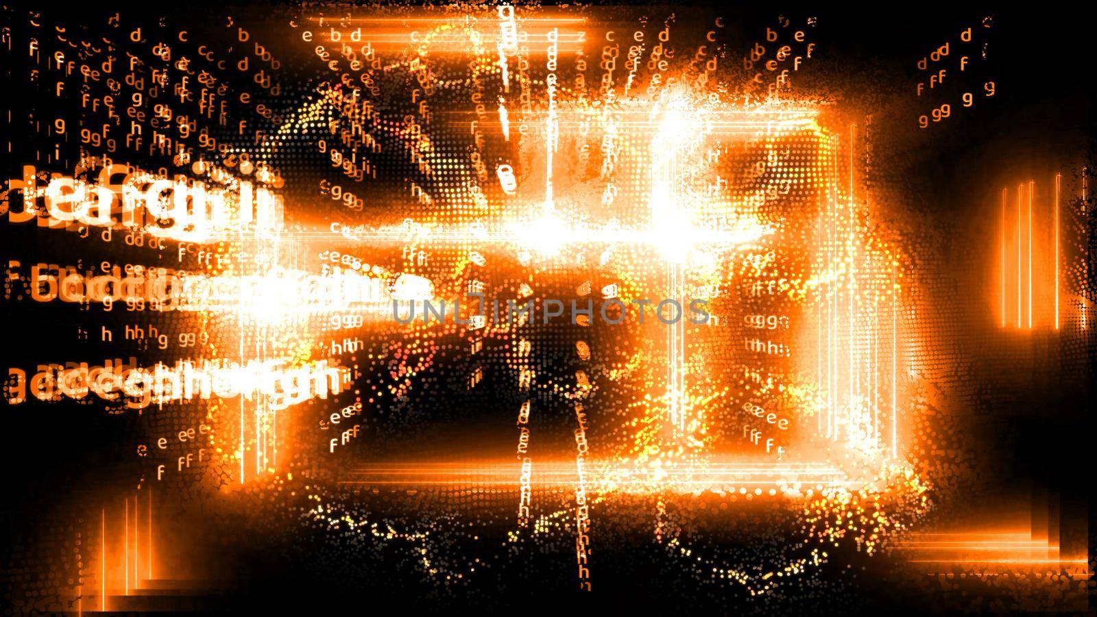 Quantum computer futuristic abstract relation power block chain and matrix alphabet by Darkfox