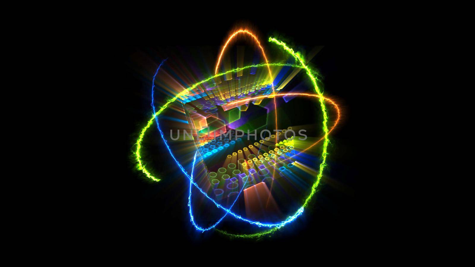 Quantum computer core abstract futuristic technology digital layer dimension holographic by Darkfox
