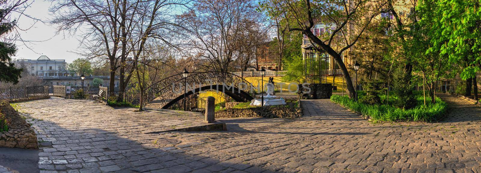 Corner of old Odessa near Mother in law bridge to Primorsky Boulevard on a spring morning.