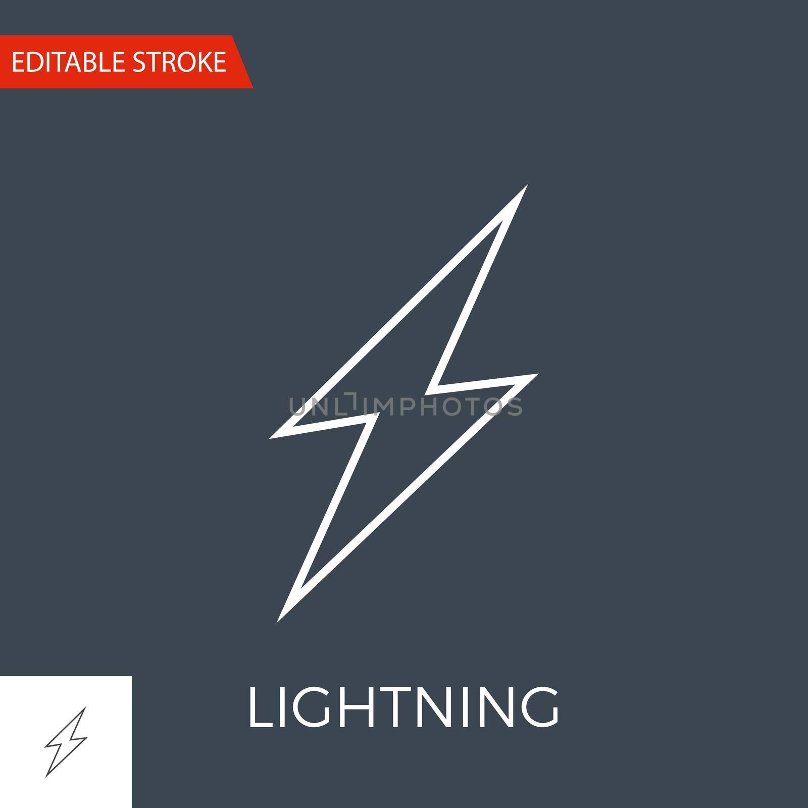 Lightning Vector Icon. Thin Line Vector Illustration. Adjust stroke weight - Expand to any Size - Easy Change Colour - Editable Stroke