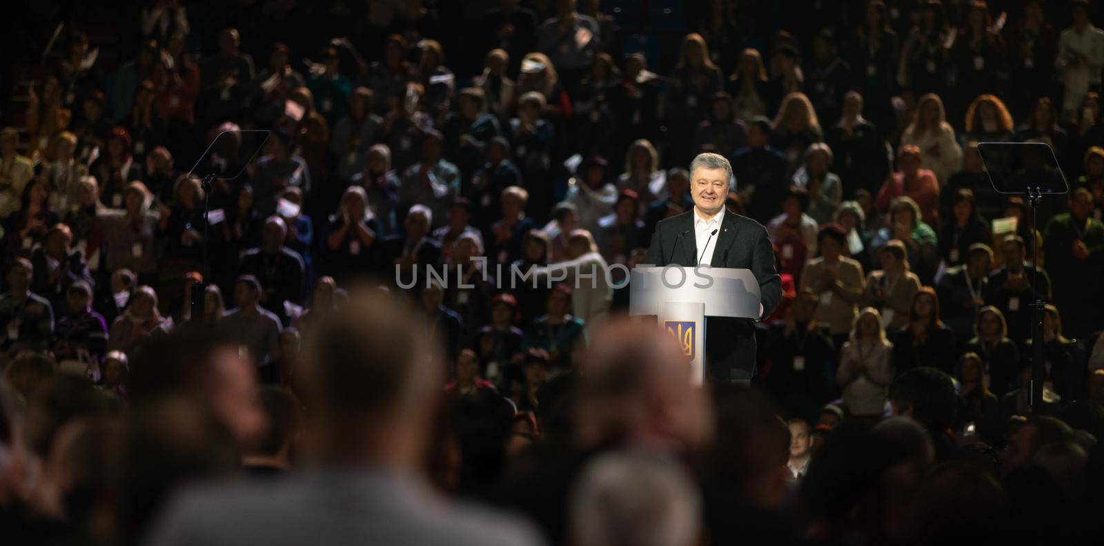 KIEV, UKRAINE - Feb. 09, 2019: President of Ukraine Petro Poroshenko during the Open Dialogue public forum in Kiev