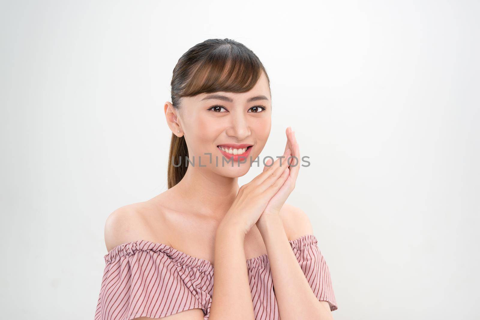 beauty skincare women with health tooth on the white background by makidotvn