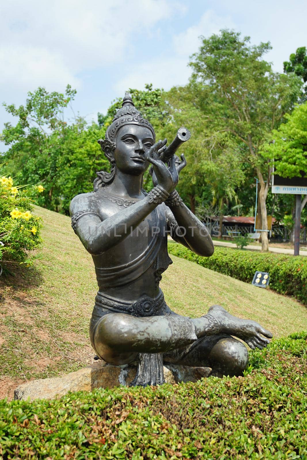 Rayong, Thailand - April 13, 2021: Phra Aphai Mani is main character in The famous Thai poet Phra Aphai Mani at Phra Sunthonwohan park in Rayong, Thailand.