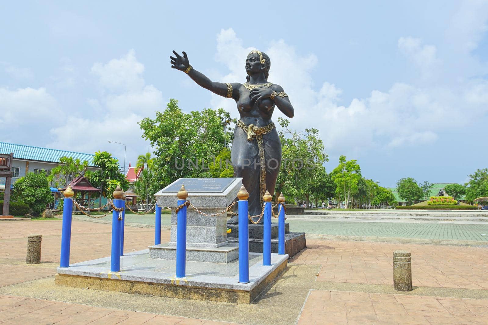 Statue of Nang Phisuea Samudr in Rayong, Thailand. by Desatit