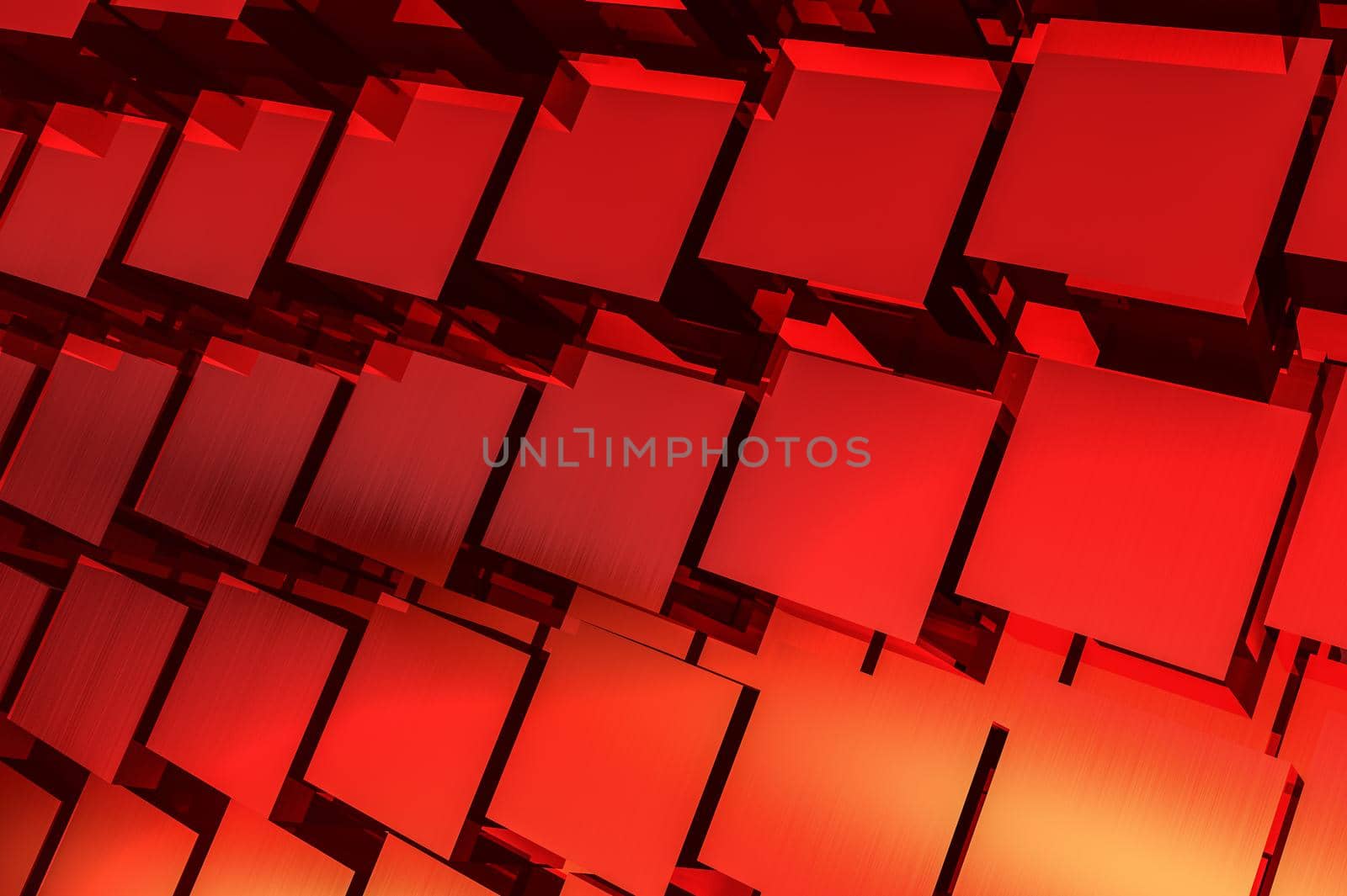 Abstract 3D background with square panels resembling solar panels close-up in vivid colors