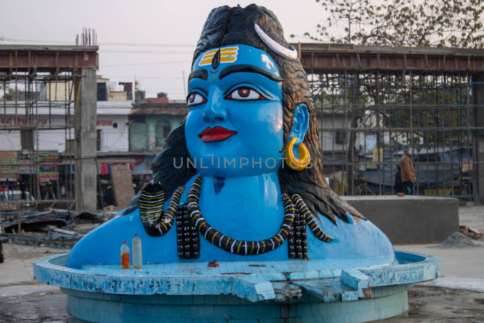 Policemen spreading awareness of protection from Coronavirus to stay safe from Coronavirus during Maha Kumbh 2021 by stocksvids