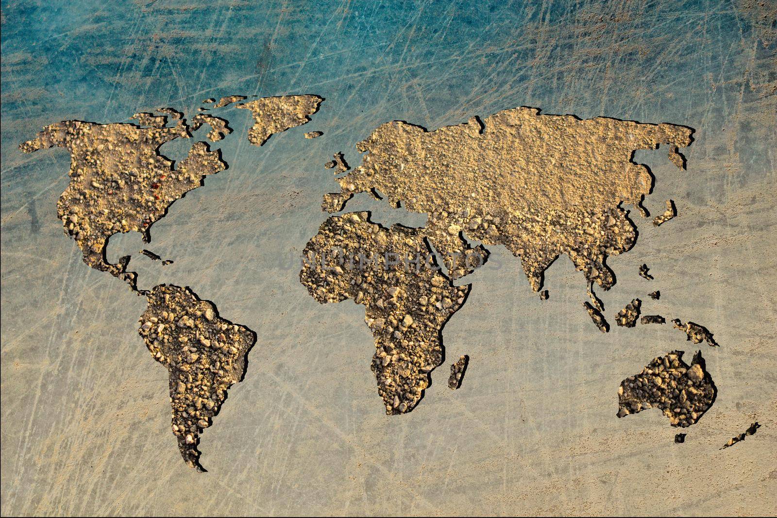 Roughly outlined world map with white background