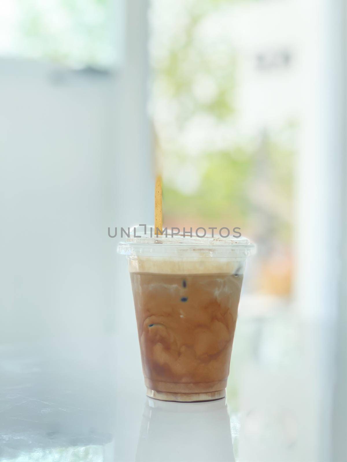 A glass of iced mocha by punsayaporn