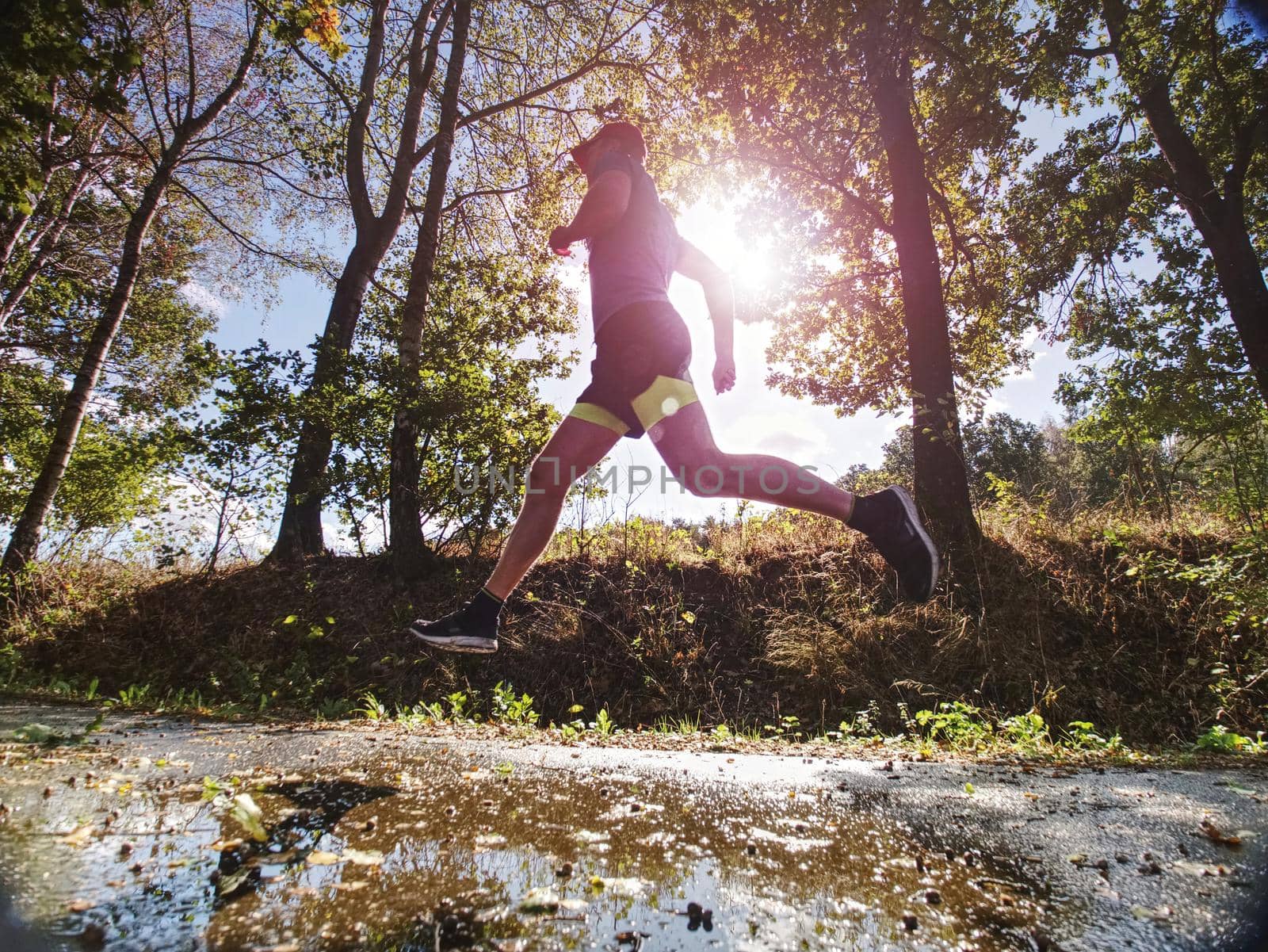 Recreation run during a sports activities in the open air forest.  by rdonar2