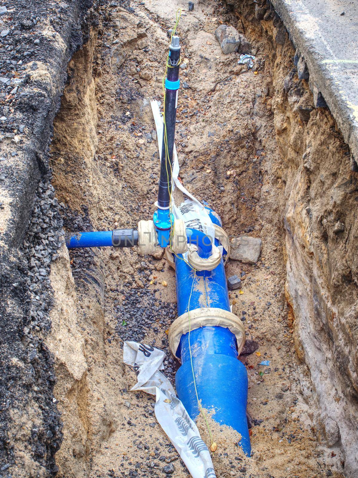 Repair of the underground  broken pipe with replace new for domestic water supply