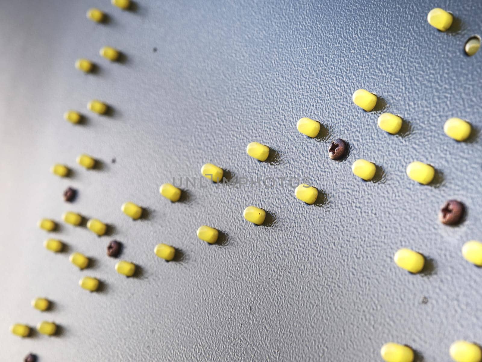 Led in information board, detail.  Small yellow diodes on outdoor info table 