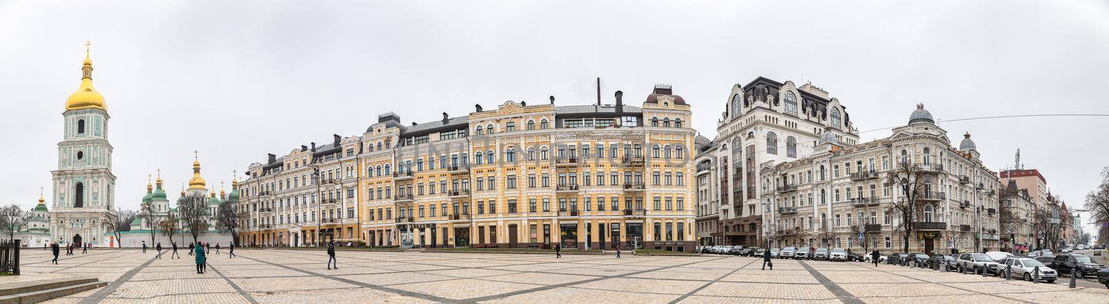 Kyiv, Ukraine - Nov. 15, 2019: Architecture of the capital of Ukraine, Kyiv. Sofievskaya square located in central Kyiv.