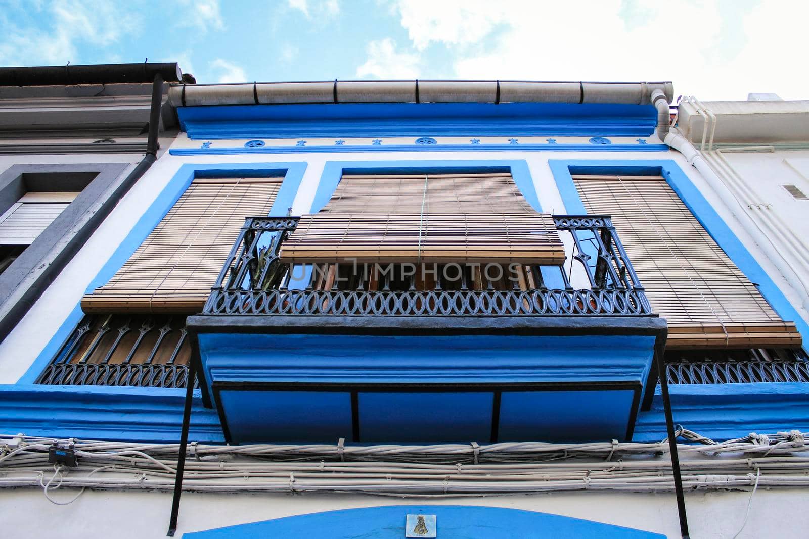 Colorful facades of old buildings in Valencia, Spain