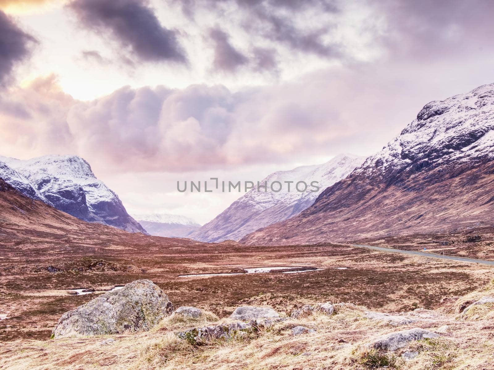 Snowcapped mountains in Scottish Highlands by rdonar2