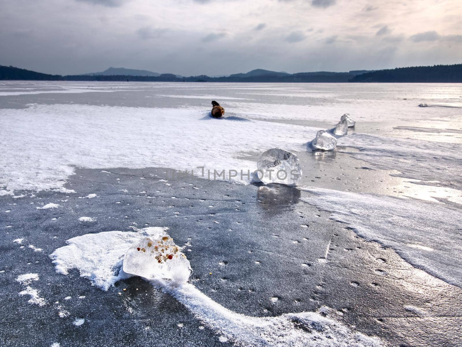 Shining shards of broken ice. Abstract still life of ice floes. by rdonar2