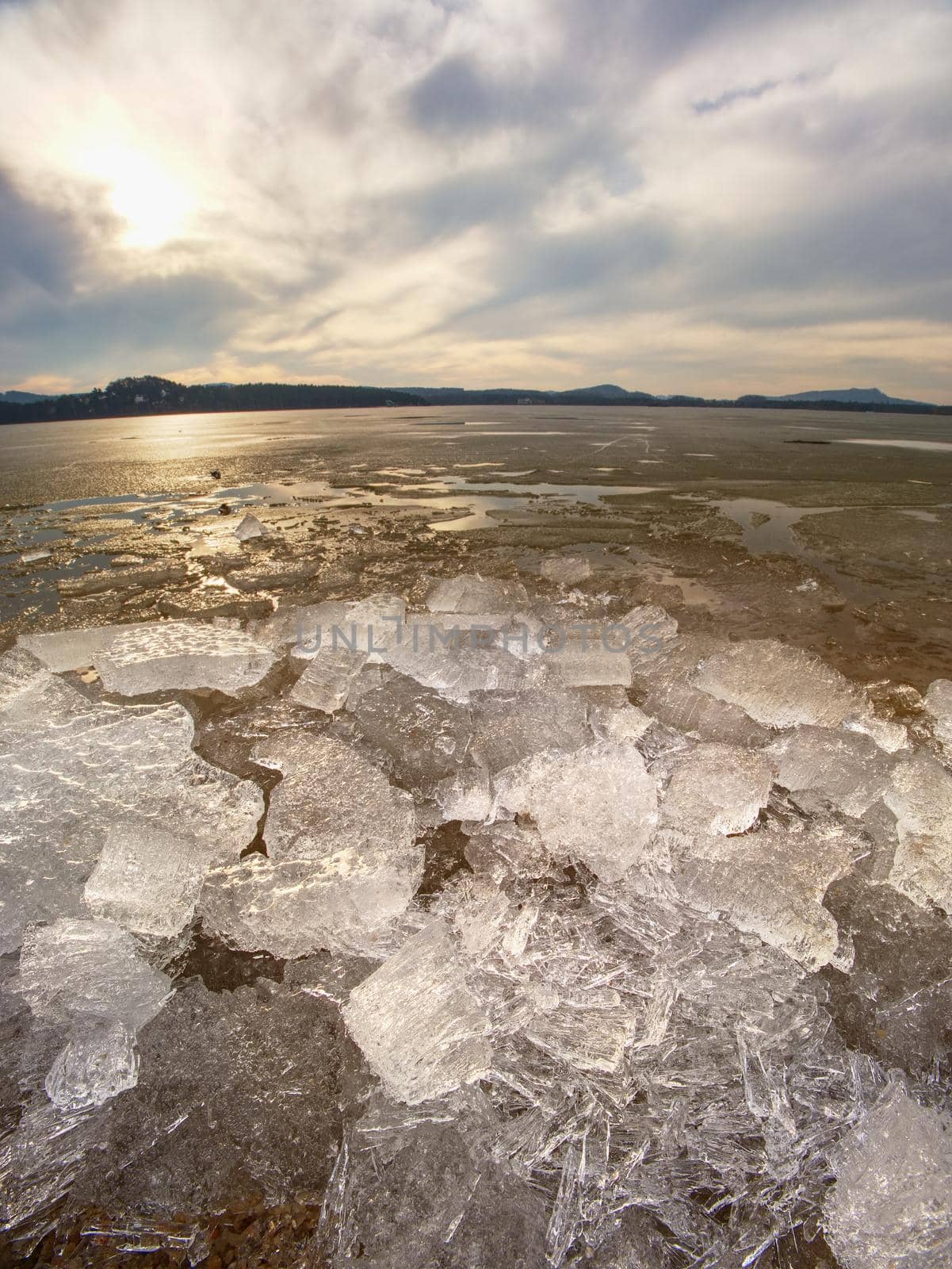 Melting glaciers and rising river levels. The result of dangerous human actions. by rdonar2